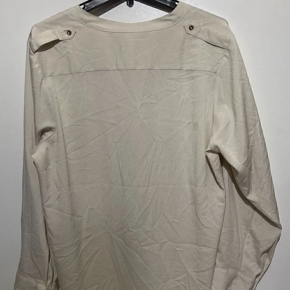 Premise‎ Studio Women's Cream Button Front Long Sleeve Shirt Size OX (NWT)